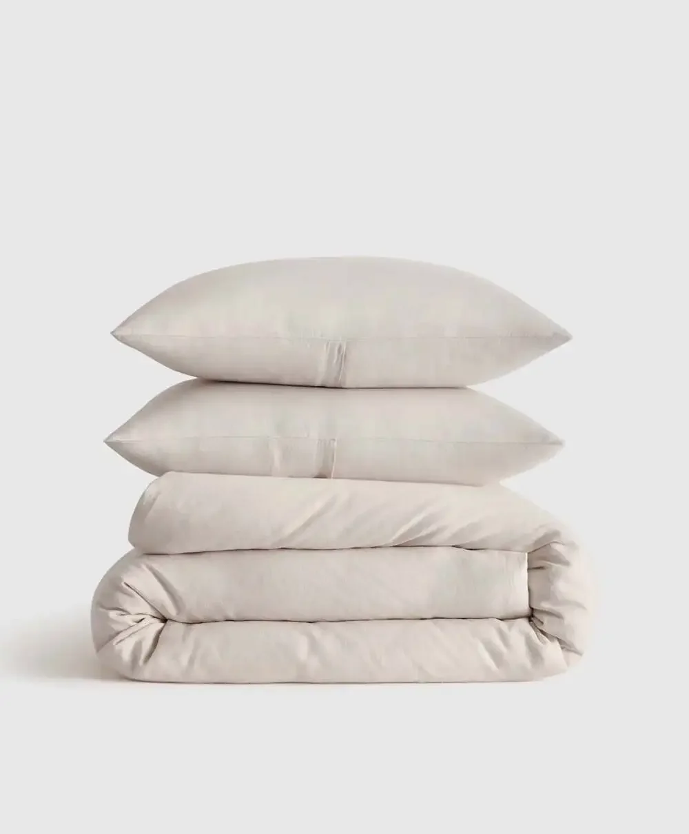 Quince European Linen King Duvet Cover Set in Sand 3 pc. Cal king new in package
